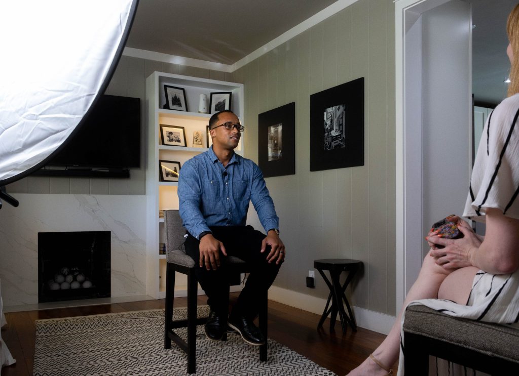 MML Studios interview style setup example inside home in Palm Beach Country Florida